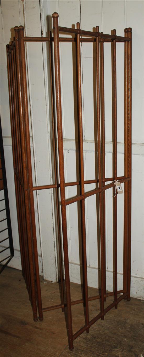 Early 20th century ash turned frame four-fold screen